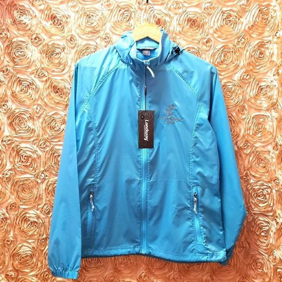 💙🖤 NWT Landway Blue Windbreaker Jacket Coat - Picture 4 of 13
